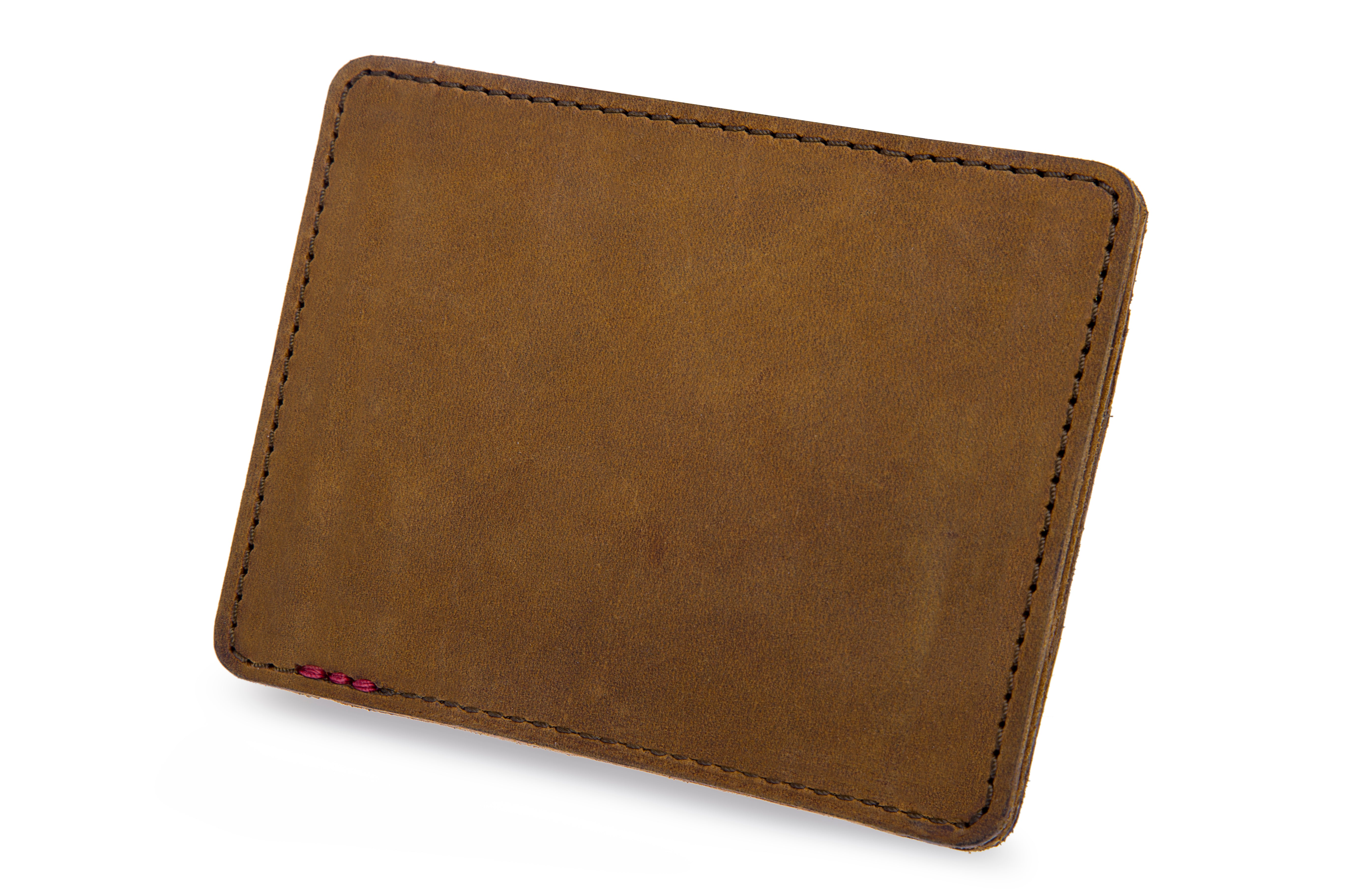 Brown front pocket card wallet with magnets